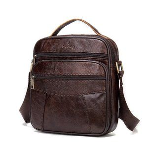 Noblag Men’s Leather Wax Coffee Sling Bag